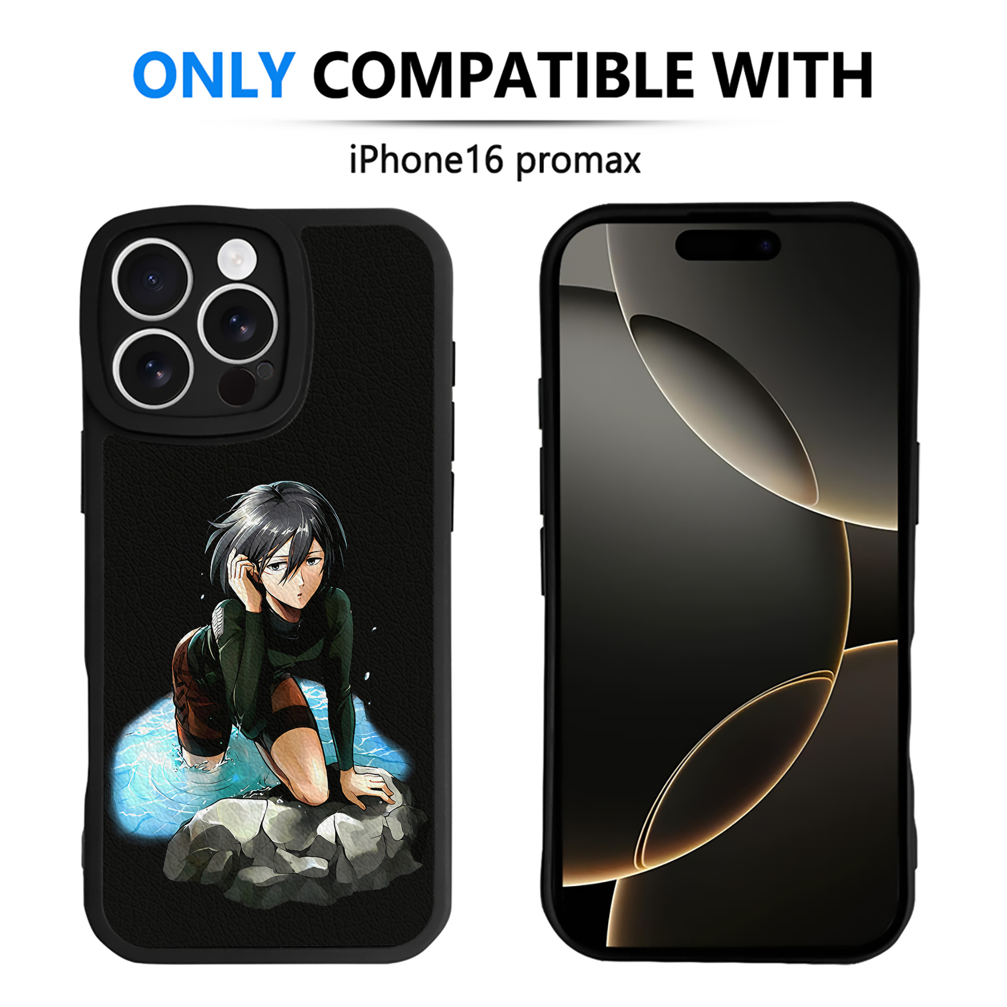 （画像用） 進撃の巨人 ミカサ·アッカーマン Attack on Titan Mikasa Ackerman 【iPhone 16シリーズ対応】シリコンスマホケース（レザー調） 材質：シリコン